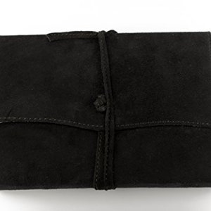 Leather book diary notebook black leather genuine leather made paper 0043a image 1