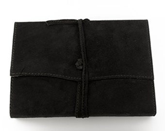 Leather book diary notebook black leather genuine leather made paper 0043a