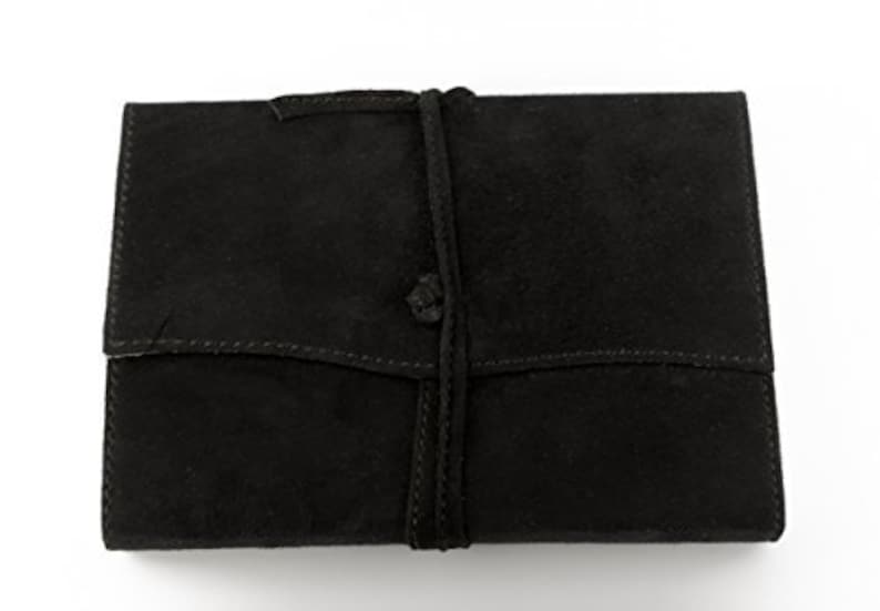 Leather book diary notebook black leather genuine leather made paper 0043a image 1