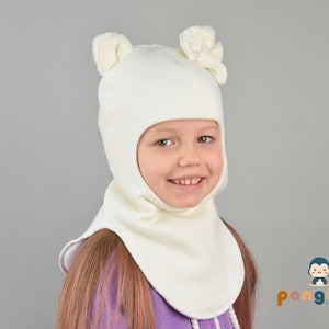 Hat for girl Baby helmet hat Pilot hat Winter hat baby hat Merino wool Kitty hat Hat with ears Hat with bow