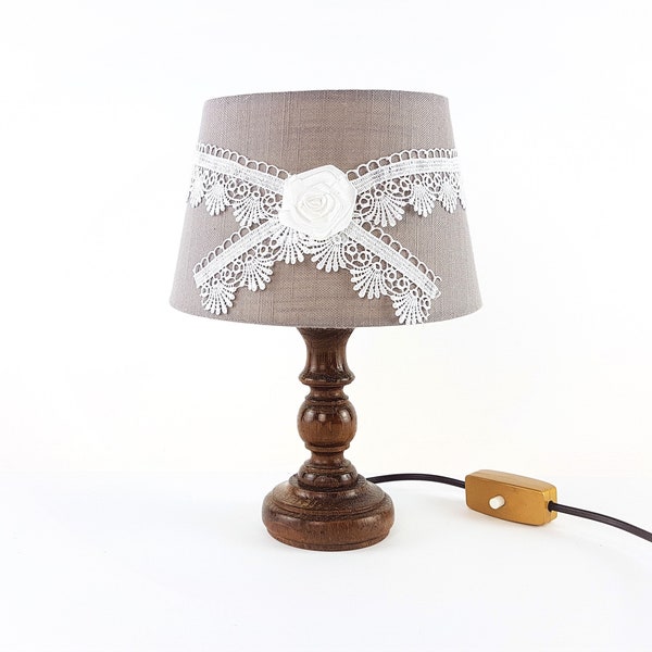 Lampe Lampe de Chevet Lampe de Table Lampe Cottage Lampe Vintage Lampe Romantique Shabby Roses Chic Toil de Jouy