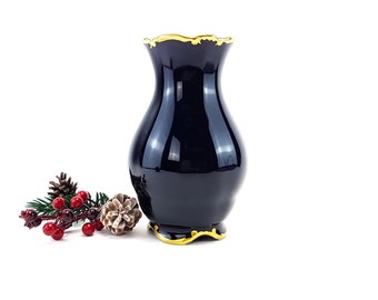 Paire De Vase Couvert En Porcelaine Bleu Cobalt Montée Sur B