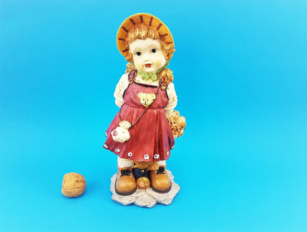 Vintage Money Box Little Girl With Flowers Made of Polyresin Etsy