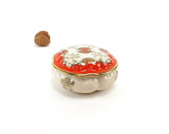 Caja de porcelana pequeña con tapa de O. Schlegelmilch - Caja de porcelana decorativa Shabby Joyero pequeño