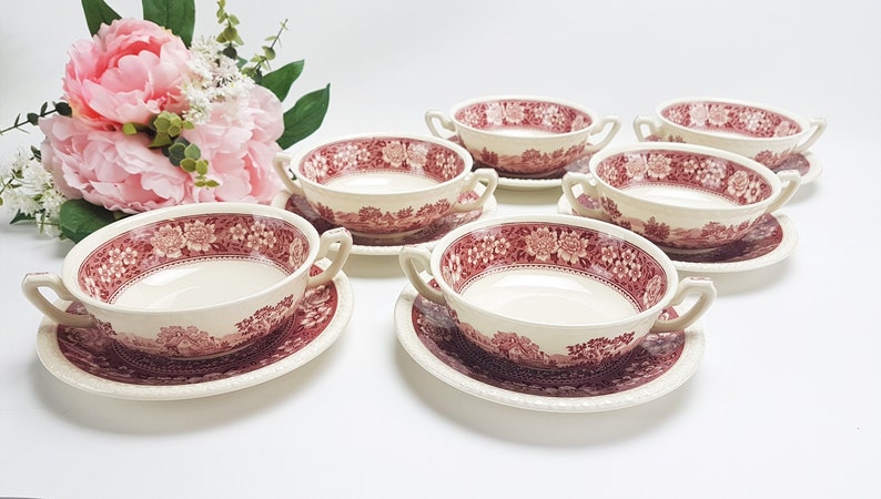 RUSTIKANA Soup cup by Villeroy and Boch Vintage Made in Germany English motifs Toil De Jouy