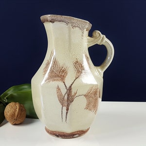 BAY Vase Ceramic Flower Vase Handpainted Shabby Chic Cottage Country House Boho Folk Art 60s / 70s