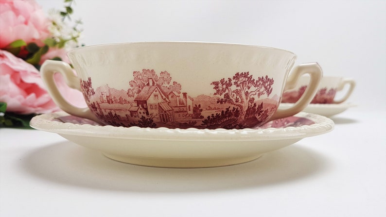 RUSTIKANA Soup cup by Villeroy and Boch Vintage Made in Germany English motifs Toil De Jouy