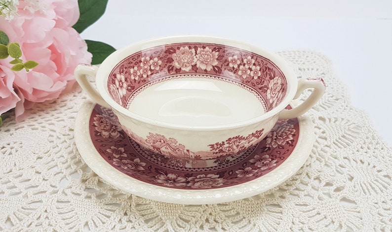 RUSTIKANA Soup cup by Villeroy and Boch Vintage Made in Germany English motifs Toil De Jouy