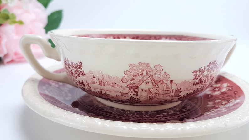 RUSTIKANA Soup cup by Villeroy and Boch Vintage Made in Germany English motifs Toil De Jouy