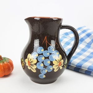 Jarro de leite vintage feito de cerâmica rústica, estilo boho, decoração de casa de campo, vaso ibkas