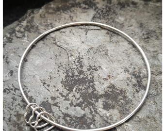 Sterling Silver Heart Bangle, Bracelet, Heart charm, Stacking bangle