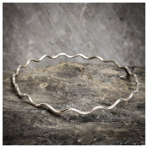 Sterling Silver Wave Bangle, sterling silver bangle, silver wave bangle, forged bangle, stacking bangle