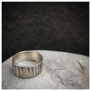 Silver Bark Ring UK size O