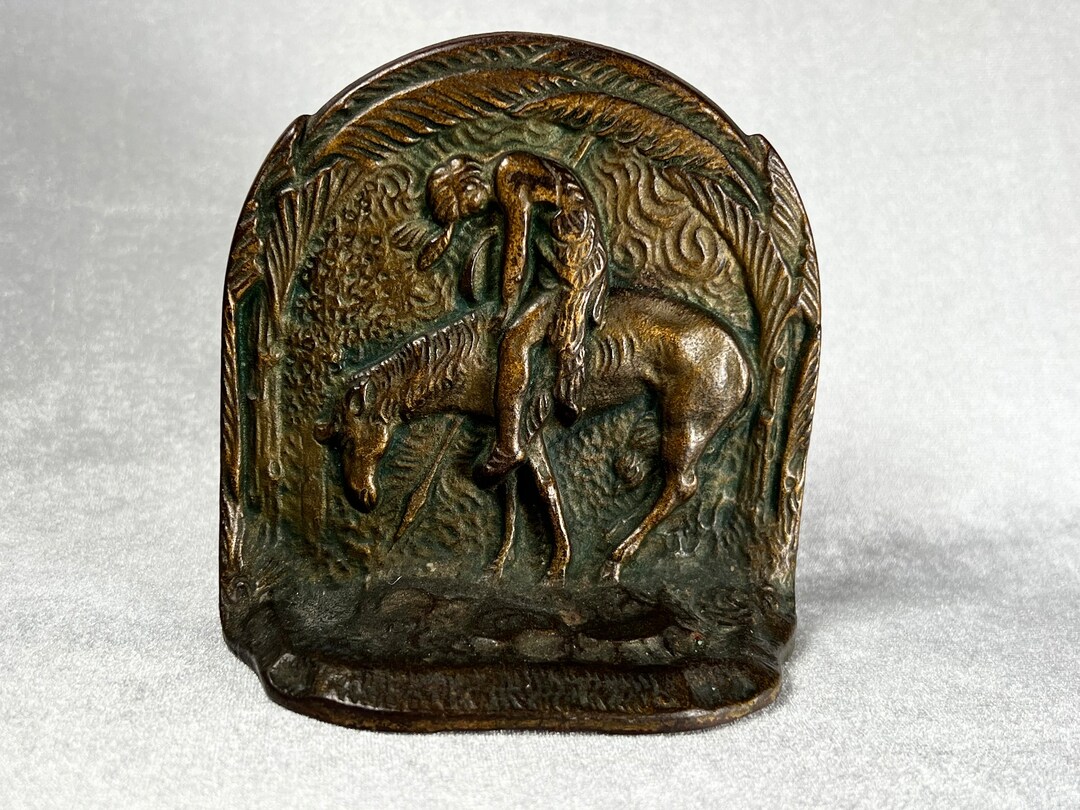 Antique End of the Trail Bookend Art Nouveau Bronzed Etsy