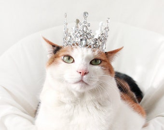 Silver Tiara Crown for Cat Dog Queen Princess hat wedding Halloween costume Christmas Birthday gift for Pet Miyopet