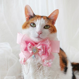 Bling Bling Big Ribon scarf cape collar Pet Cat Dog Purple ballerina Cloths necklace wedding crown Halloween gift Photoshoot tiktok Miyopet