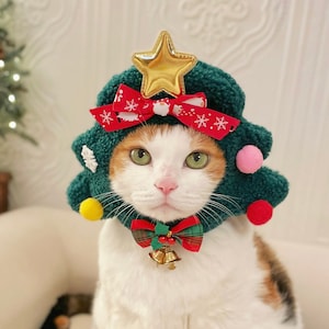 Christmas Tree Hat for Cat Dog Photoshoot Costume Winter Beanie Beret Crown Birthday gifts for Pet Tiktok