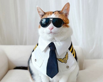 pilot Stewardess costume cape scarf Pet Cat Dog Cloths necklace Halloween funny gift Photoshoot tiktok Miyopet