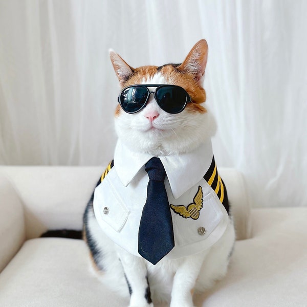 Piloten Stewardess Kostüm Cape Schal Haustier Katze Hund Tücher Halskette Halloween lustiges Geschenk Fotoshooting Tiktok Miyopet