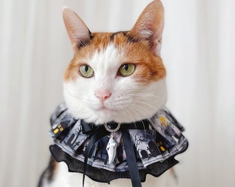 Halloween Pet Costume: Black Scarf Cape With Ghost Charm