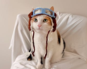 Handmade Crochet Aviator Hat – Pet Pilot Costume