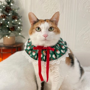 Christmas Santa Green Scarf Cape Collar Necklace for Pet Cat Dog gifts image 1