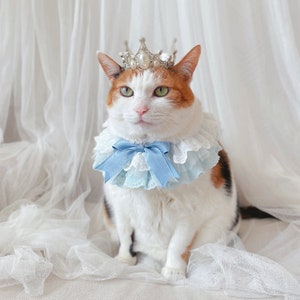 Alice Blue lace scarf cape collar Pet Cat Dog Purple ballerina Cloths necklace wedding crown Halloween gift Photoshoot tiktok Miyopet image 7