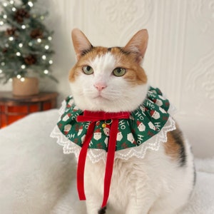 Christmas Santa Green Scarf Cape Collar Necklace for Pet Cat Dog gifts image 6