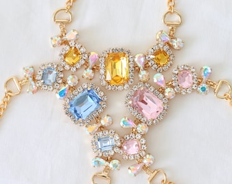 Cat Dog Pink Yellow Bue Crystal Cubic Necklace Crown hairband gift wedding halloween costume tiktok Miyopet