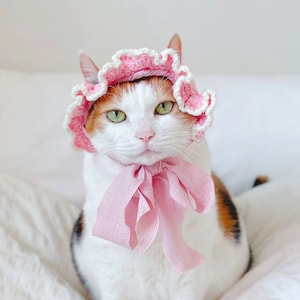 Knitted baby bonnets for Cat Dog collar Photoshoot halloween costume Christmas Birthday gifts for Pet Tiktok