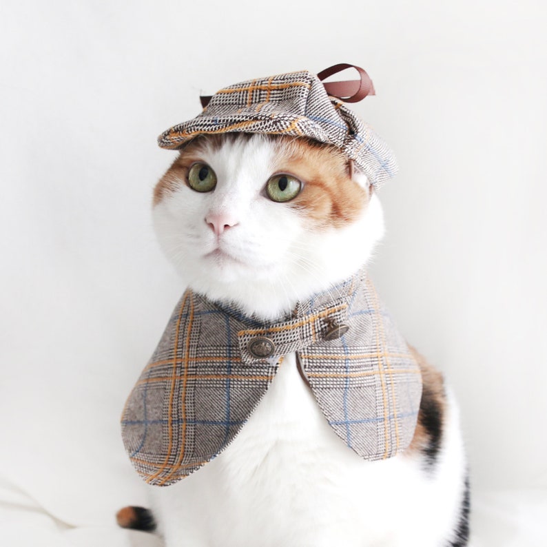 Sherlock Holmes Detective Cape Hat Pet Cat Dog manteau cloths image 1