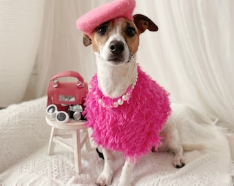 Pink Fur Pet Dress: Cat Dog Costume for Photoshoot