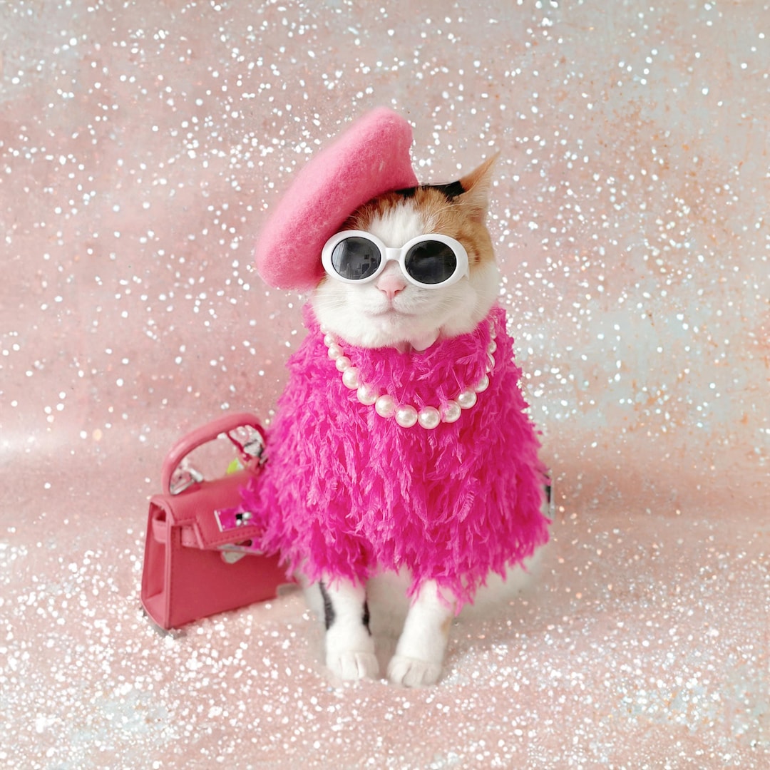 Pink Fur Pet Dress: Cat Dog Costume for Photoshoot