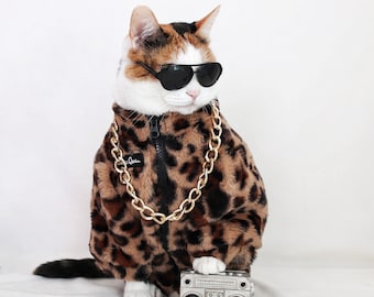 Abrigo con estampado de leopardo para mascotas, gatos, perros