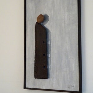 Picture with iron figure / wall object / wall art / wall decoration - handmade
