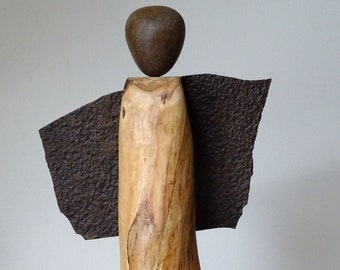 Angel made of wood / steel / stone, artificial angel, angel figure, lucky charm