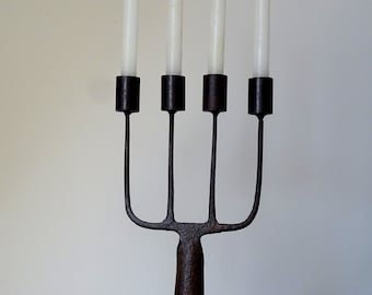 Candlesticks / Candlesticks for candles / Candle holders made of stone and iron