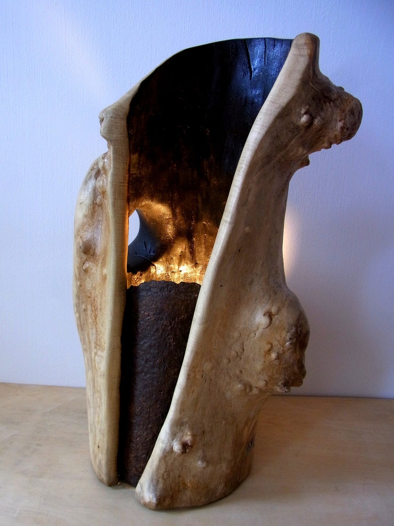 Lampe aus Holz / Tischlampe / Leuchte / Holzleuchte mit Metall Unikat Bild 1