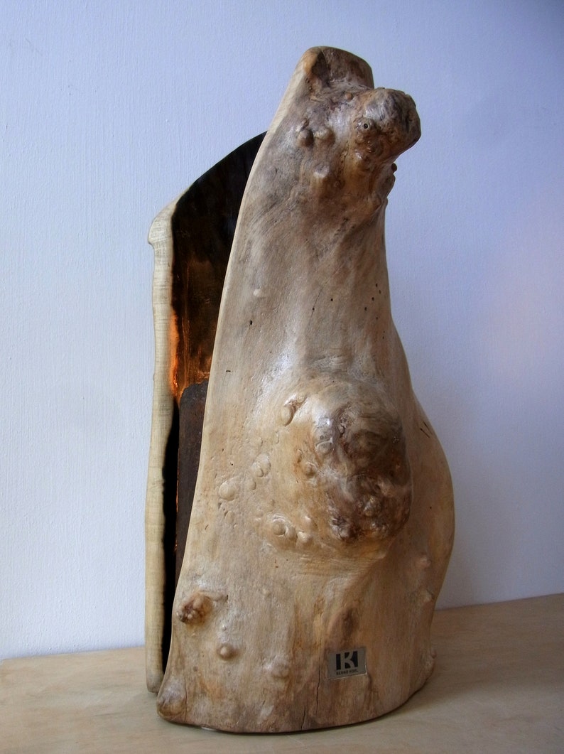 Lampe aus Holz / Tischlampe / Leuchte / Holzleuchte mit Metall Unikat Bild 6