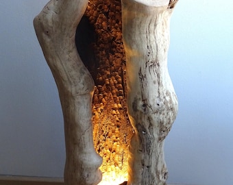 Design houten lamp / staande lamp / vloerlamp, handgemaakt van hout.