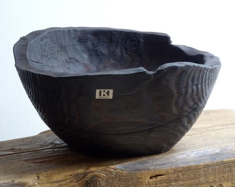 Large spruce bowl, fruit bowl, wooden bowl, natural bowl, burned and oiled