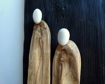 Holz Bild mit aufgesetzten Figuren aus Holz, Familienbild, Paar Bild, Wandobjekt