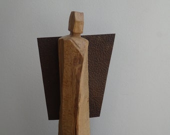 Wooden angel with metal / artificial angel / wooden angel / angel figure / lucky charm