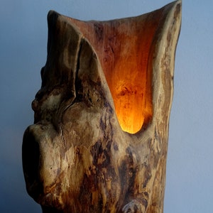 Lampe aus Holz / Tischlampe / Leuchte / Holzleuchte mit Metall Unikat Bild 3