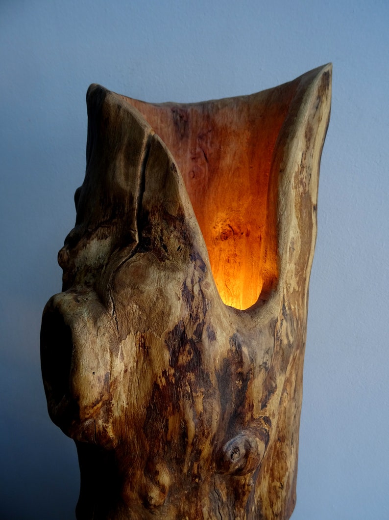 Lampe aus Holz / Tischlampe / Leuchte / Holzleuchte mit Metall Unikat Bild 3