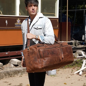 Personalisierte Groomsmen Geschenk Ledertasche Weekender Bag, Große Reisetasche, Sporttasche, Weihnachtsgeschenk, Gepäcktasche, Reisetasche