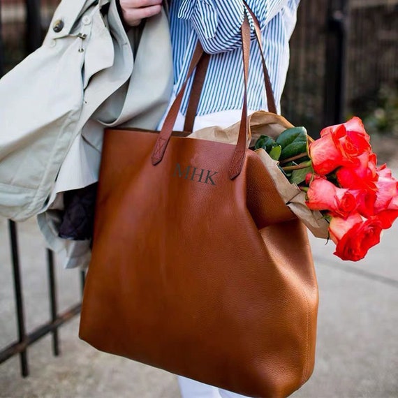 Personalized Leather Tote Bag