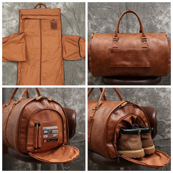 Personalisierte wasserdichte Kleidersack, Herrenanzug Flug Duffle Bag, Reisetasche mit Schuhfach, Wochenendtasche, Weihnachtsgeschenke für Männer