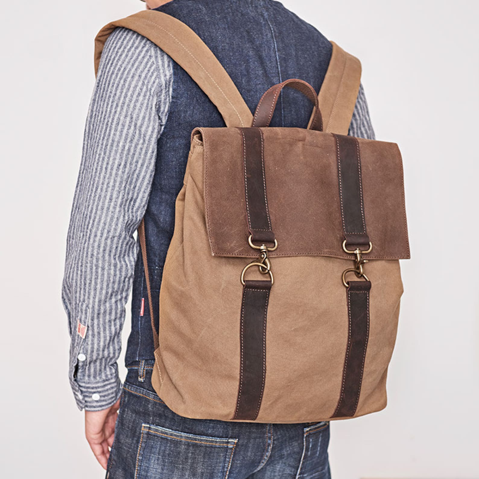 Handcrafted Canvas Backpack Boyfriend Gift Ideas Waterproof Etsy