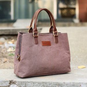 Personalized Bridesmaids Gifts, Tote With Zipper, Valentine&#39;s Day Gifts, Gifts for Women, Oversize Leather And Canvas Bag, Anniversary Gifts